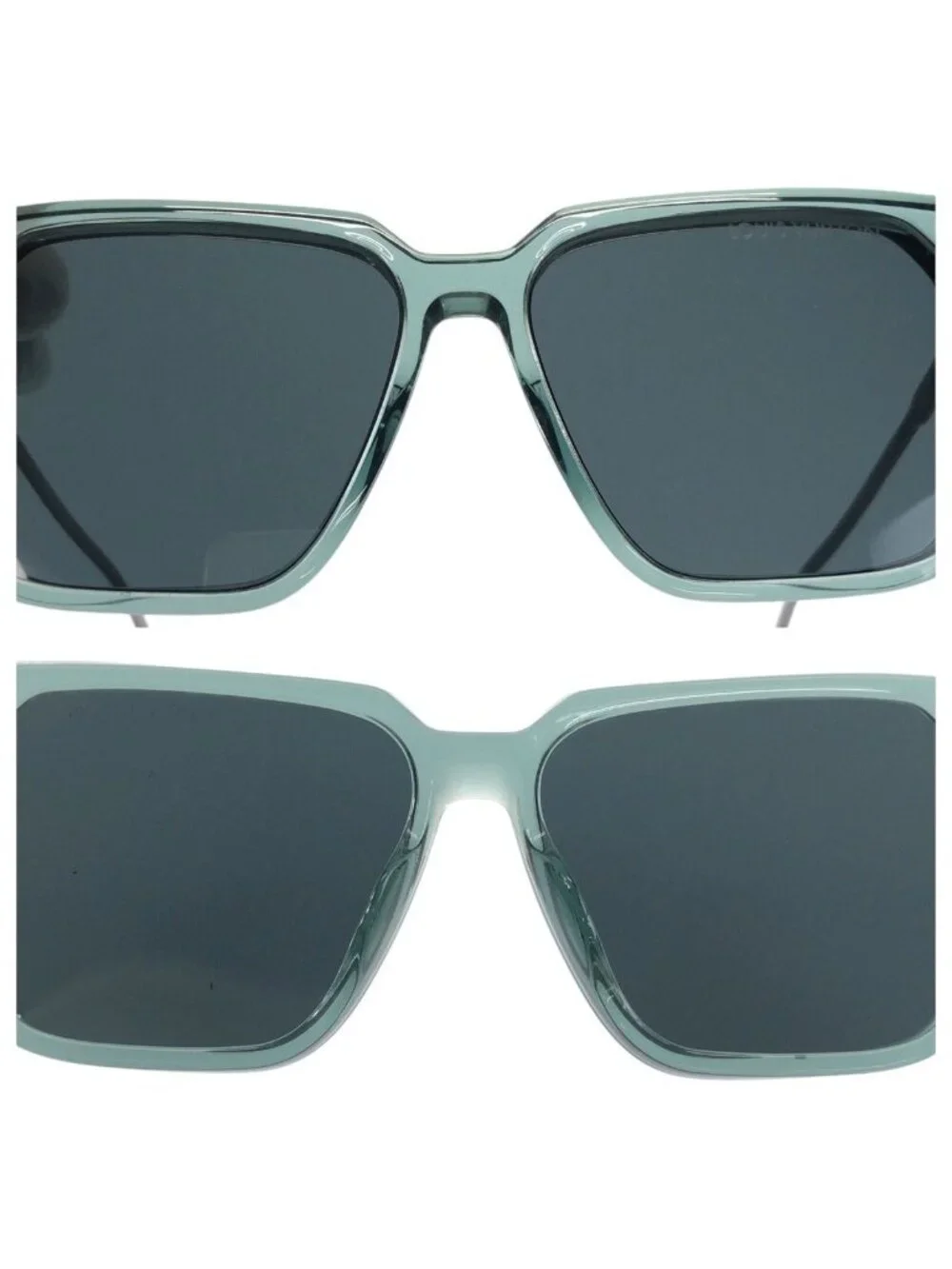 Louis Vuitton LV Rise Square Green Silver Acetate Metal 56 15 Sunglasses Eyewear